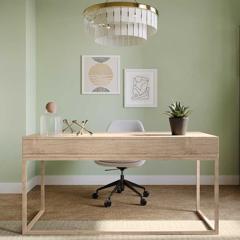 Bohemian, Farmhouse, Minimal Office Design by Havenly Interior Designer Ashley