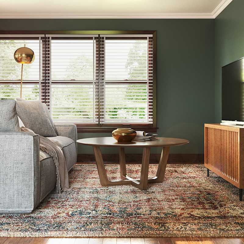 Bohemian, Midcentury Modern Living Room Design by Havenly Interior Designer Lauren