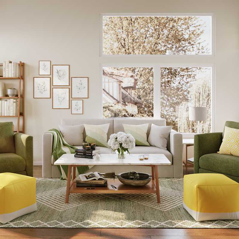 Bohemian, Midcentury Modern Living Room Design by Havenly Interior Designer Jessica