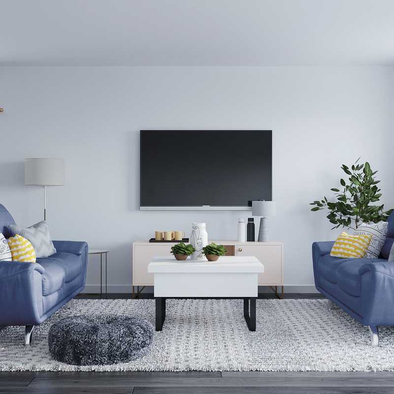 Bohemian, Midcentury Modern Living Room Design by Havenly Interior Designer Candela