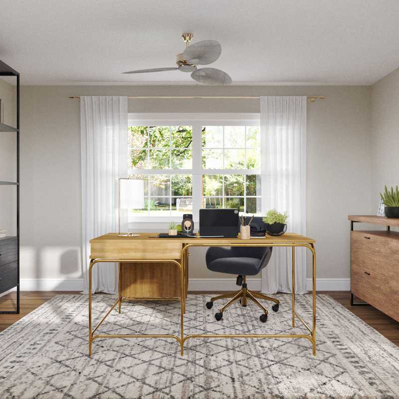 Contemporary, Farmhouse Office Design by Havenly Interior Designer Mariel