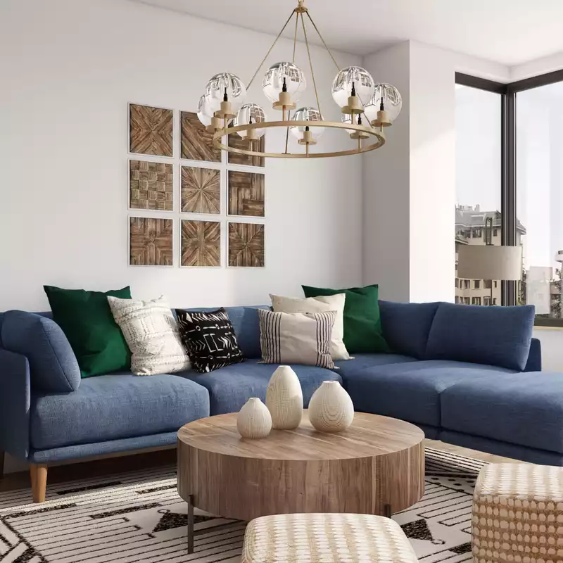 Bohemian, Midcentury Modern Living Room Design by Havenly Interior Designer Aubrey