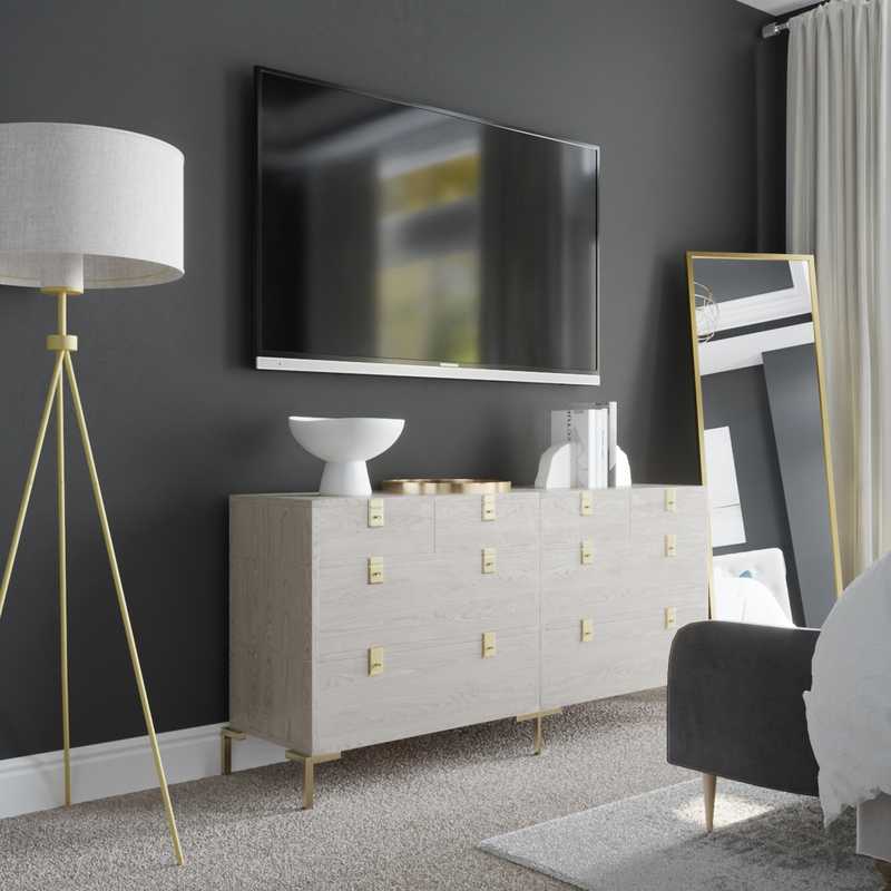 Modern, Coastal, Glam, Midcentury Modern Bedroom Design by Havenly Interior Designer Tara