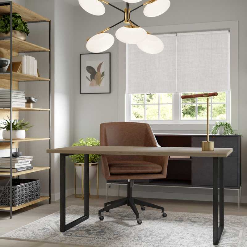 Modern, Midcentury Modern Office Design by Havenly Interior Designer Romina