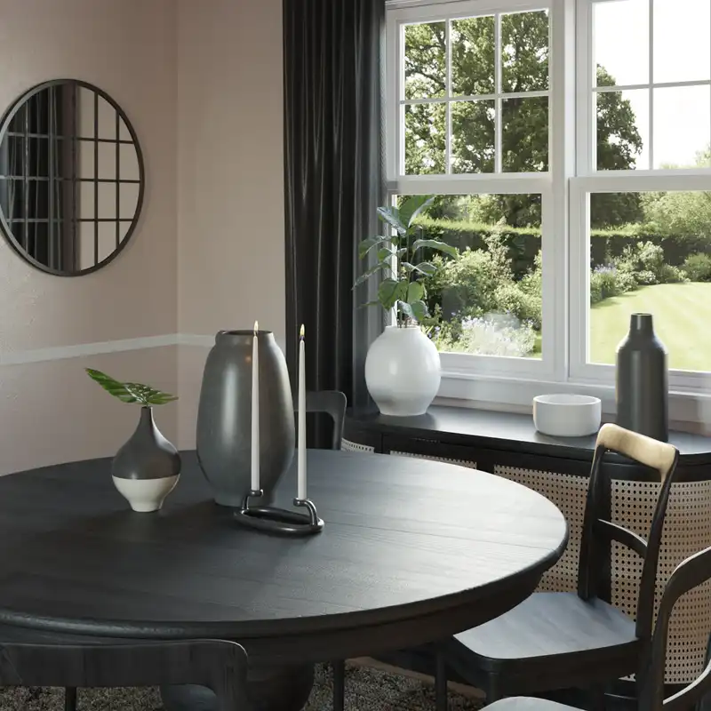 Bohemian, Transitional, Midcentury Modern Dining Room Design by Havenly Interior Designer Madison