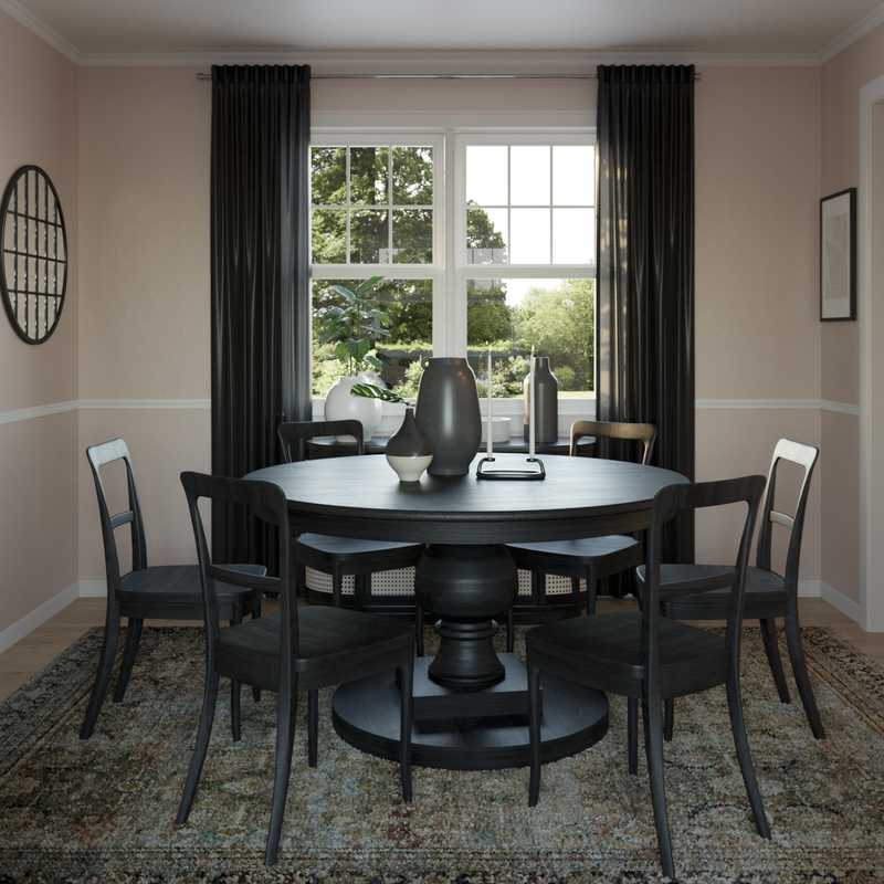 Bohemian, Transitional, Midcentury Modern Dining Room Design by Havenly Interior Designer Madison