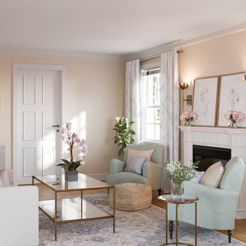 Preppy Living Room Design by Havenly Interior Designer Kayla