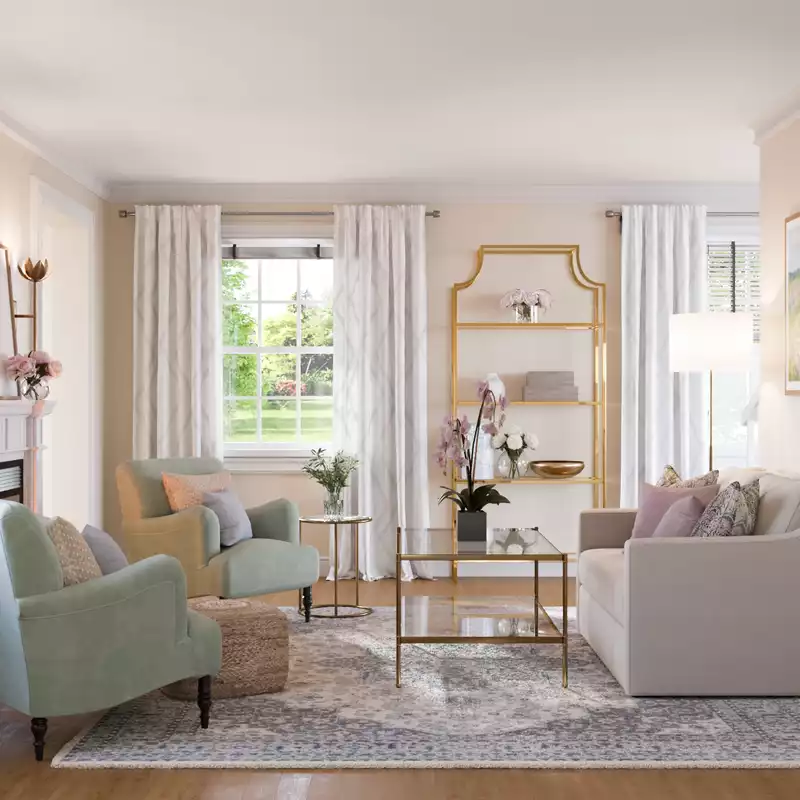 Preppy Living Room Design by Havenly Interior Designer Kayla