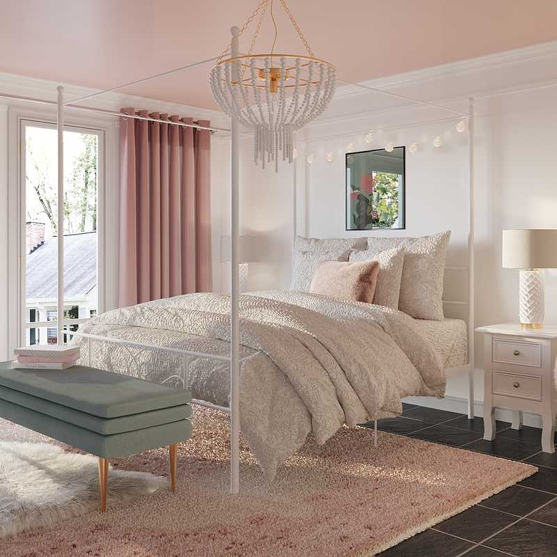 Bohemian, Midcentury Modern Bedroom Design by Havenly Interior Designer Kristin