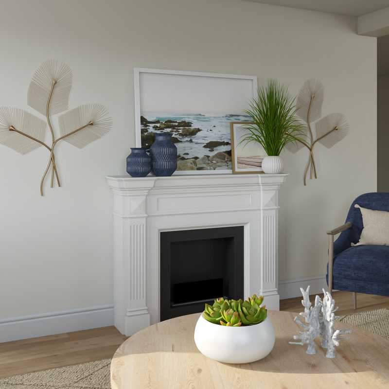 Eclectic, Coastal, Transitional Living Room Design by Havenly Interior Designer Emily