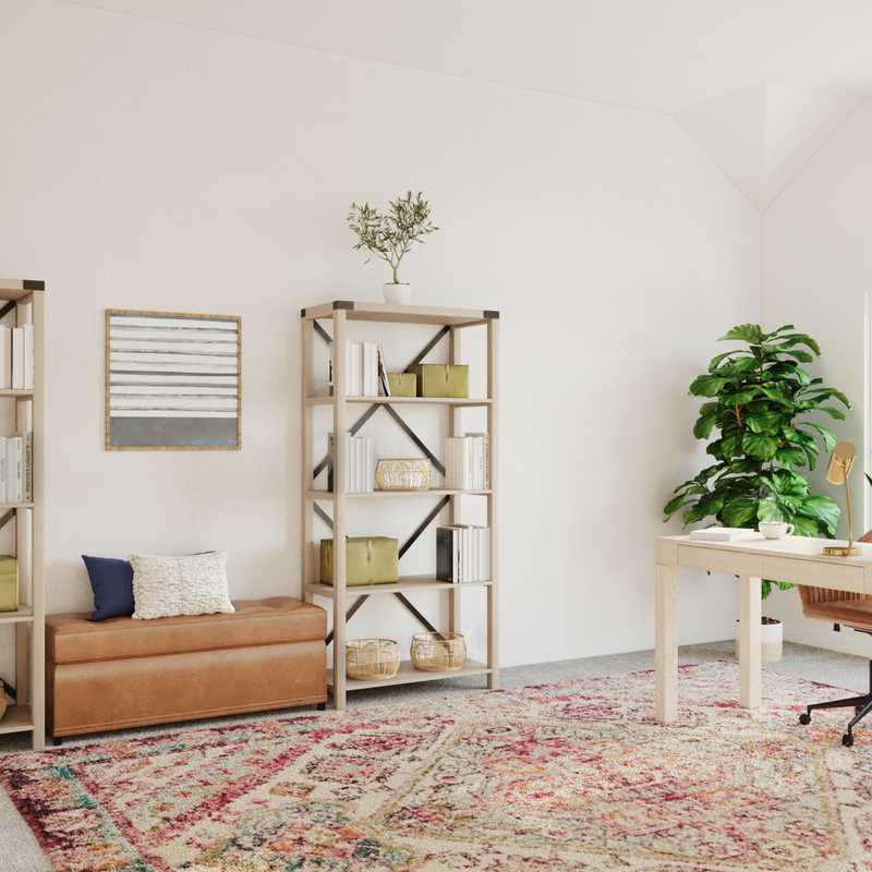 Bohemian, Midcentury Modern Office Design by Havenly Interior Designer Kayla