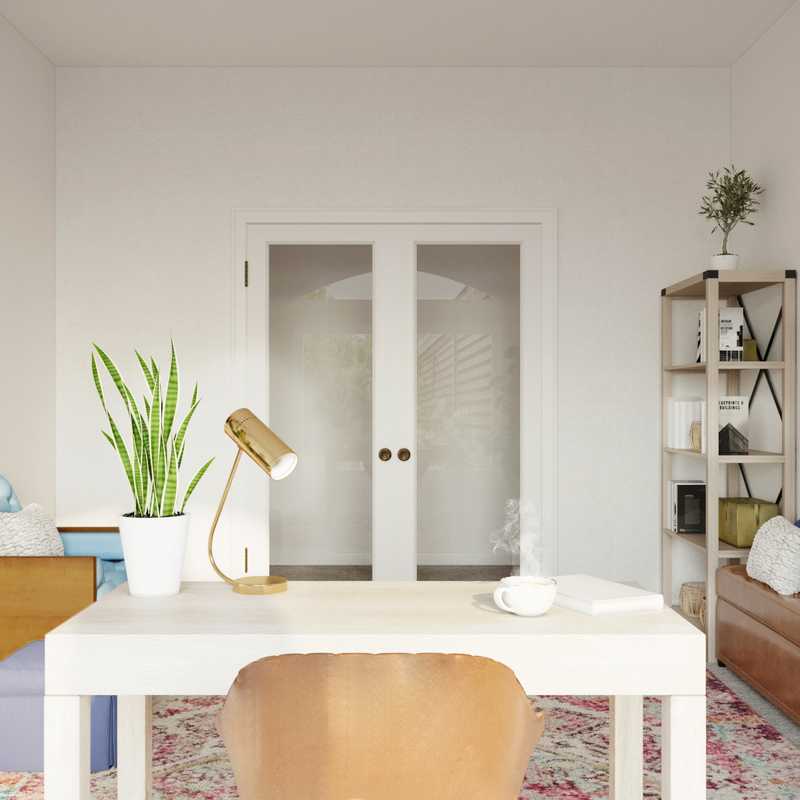 Bohemian, Midcentury Modern Office Design by Havenly Interior Designer Kayla