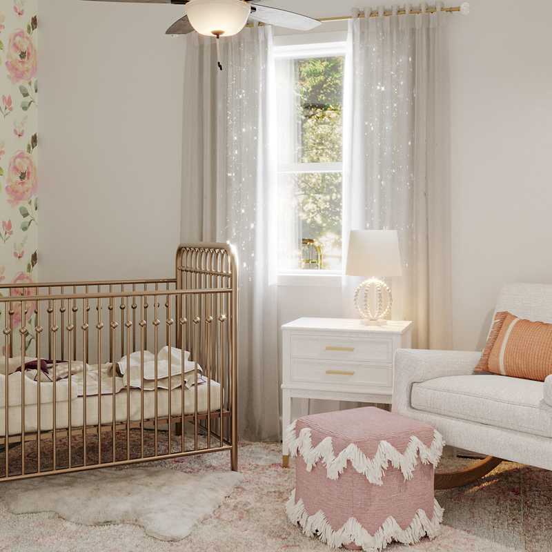 Bohemian, Glam, Farmhouse Nursery Design by Havenly Interior Designer Melissa
