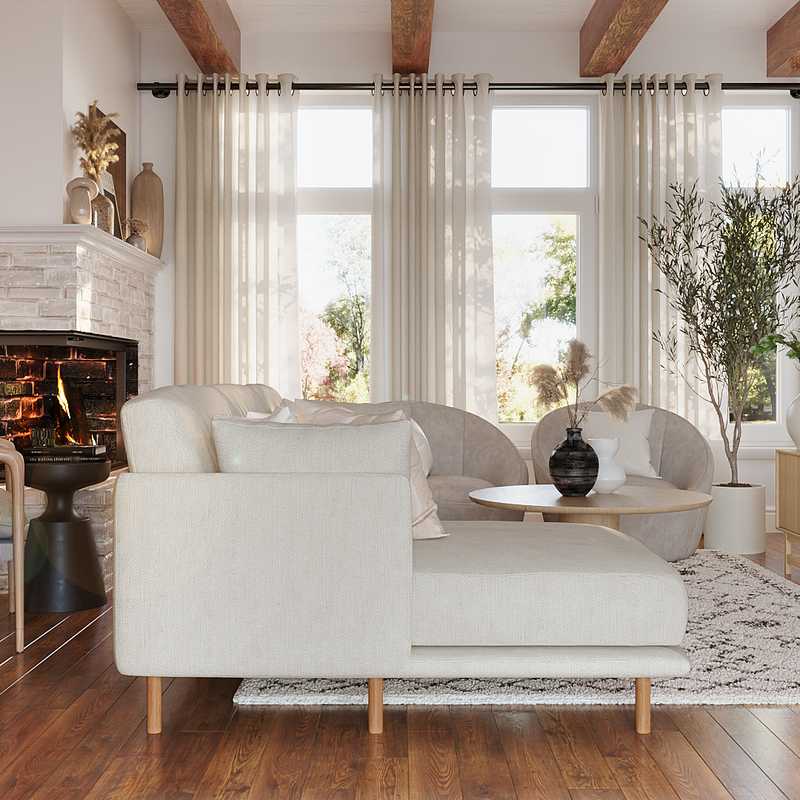 Contemporary, Modern, Coastal, Rustic, Midcentury Modern, Classic Contemporary Living Room Design by Havenly Interior Designer Cami