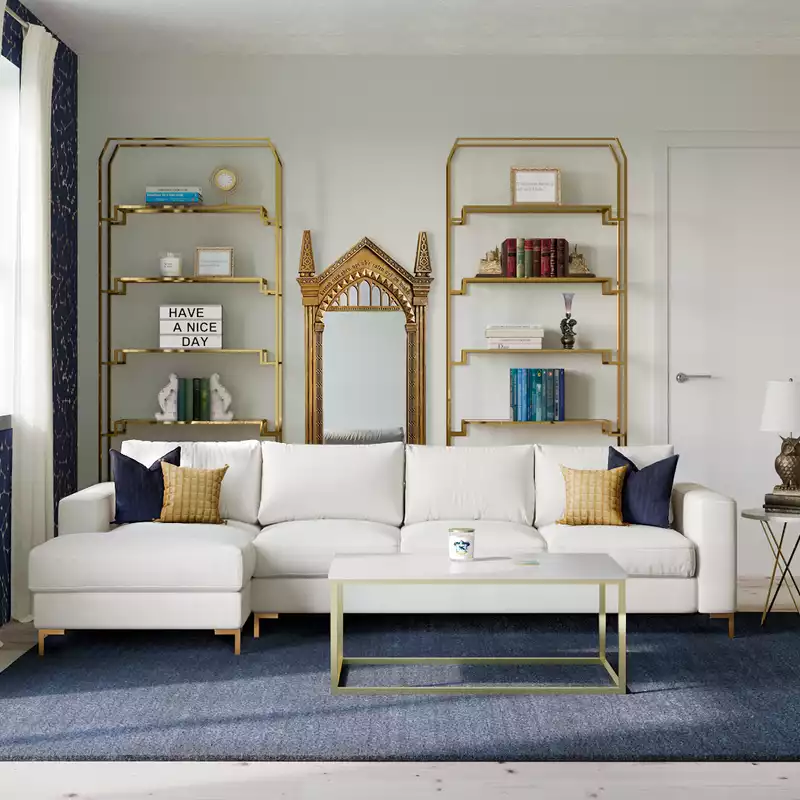 Eclectic, Glam Living Room Design by Havenly Interior Designer Samantha