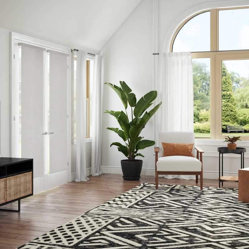 Bohemian, Midcentury Modern Living Room Design by Havenly Interior Designer Kylie