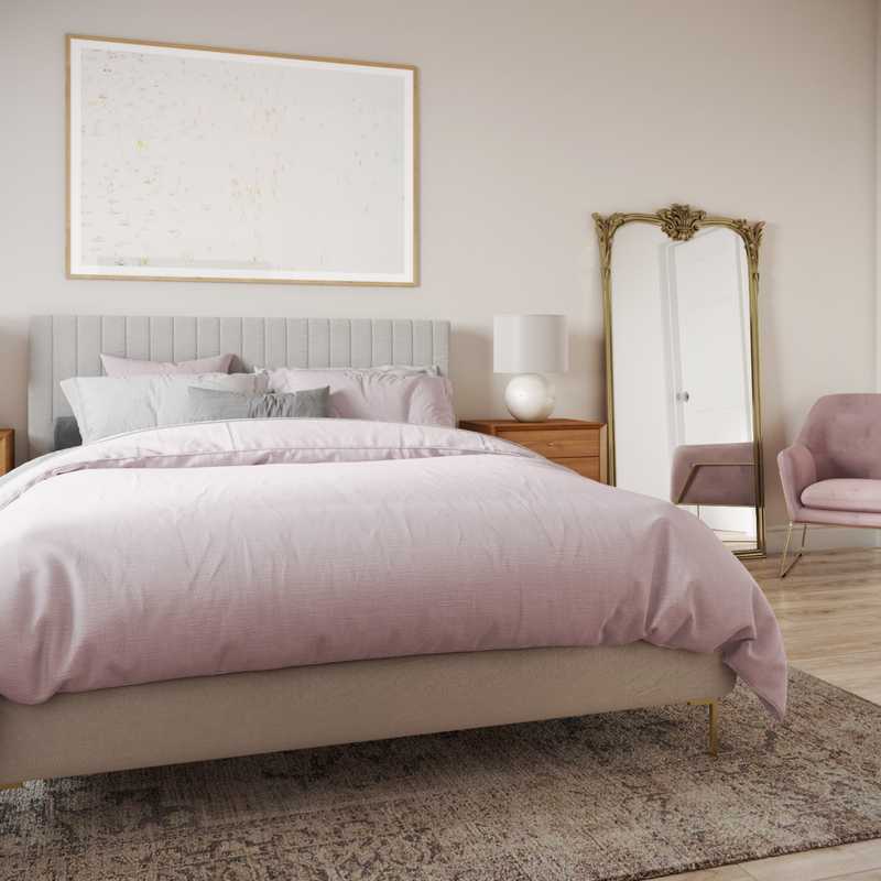 Glam, Midcentury Modern Bedroom Design by Havenly Interior Designer Samantha