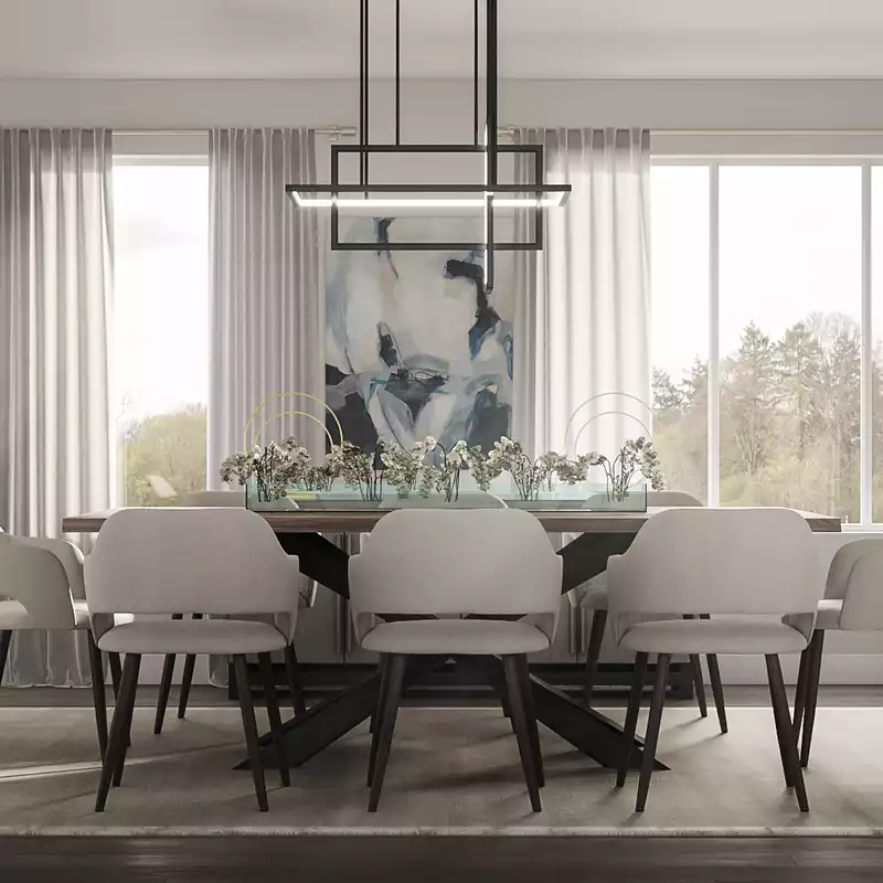 Contemporary, Modern, Glam, Transitional, Classic Contemporary Dining Room Design by Havenly Interior Designer Manasi