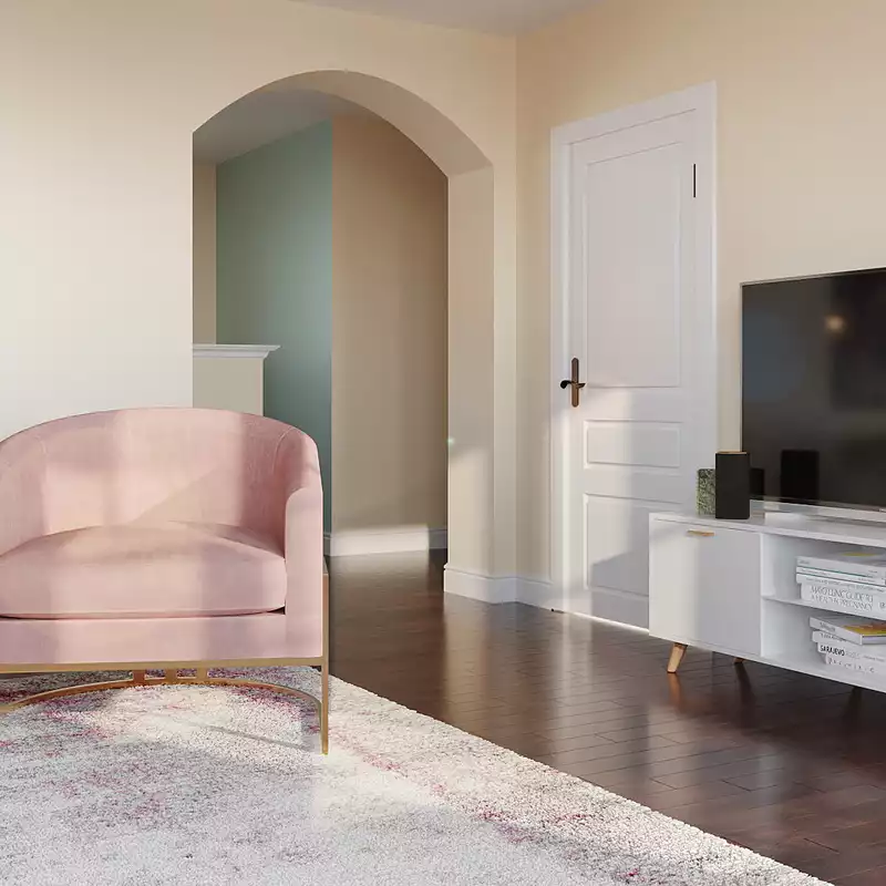 Contemporary, Modern, Eclectic, Glam, Classic Contemporary Living Room Design by Havenly Interior Designer Karla