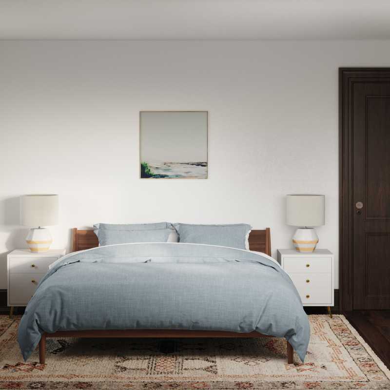 Bohemian, Glam, Midcentury Modern Bedroom Design by Havenly Interior Designer Samantha