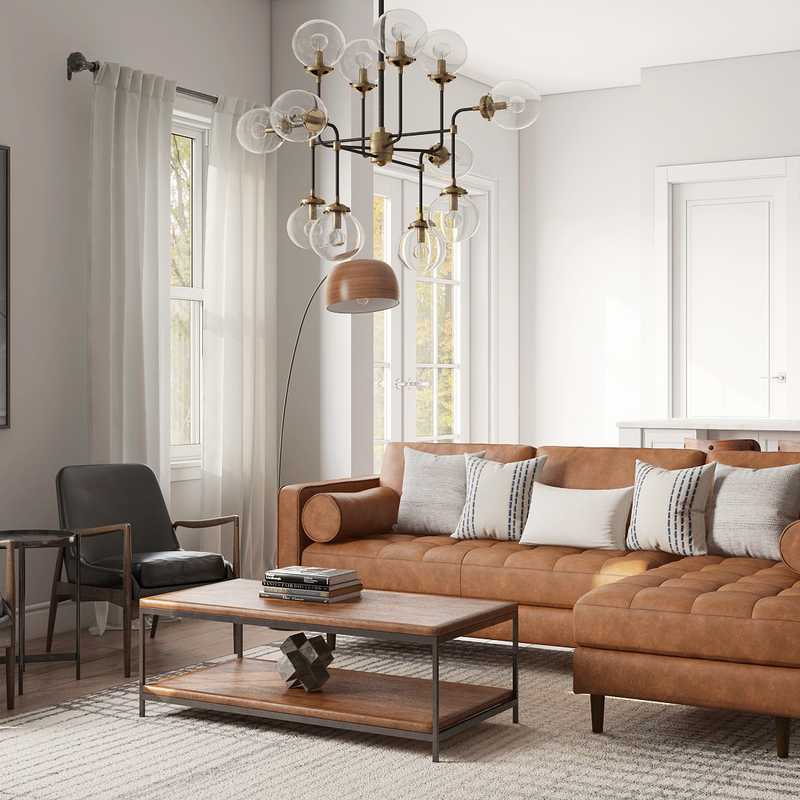 Industrial, Midcentury Modern Living Room Design by Havenly Interior Designer Paulina