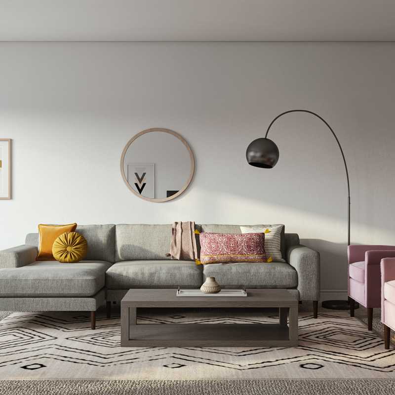 Bohemian, Midcentury Modern, Minimal Living Room Design by Havenly Interior Designer Hayley