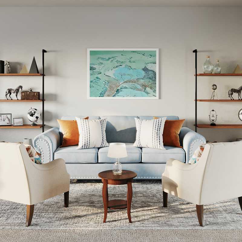 Coastal, Industrial, Traditional, Farmhouse, Rustic, Transitional Office Design by Havenly Interior Designer Nicole