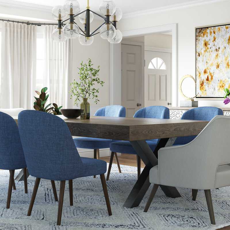 Glam, Midcentury Modern Dining Room Design by Havenly Interior Designer Romina