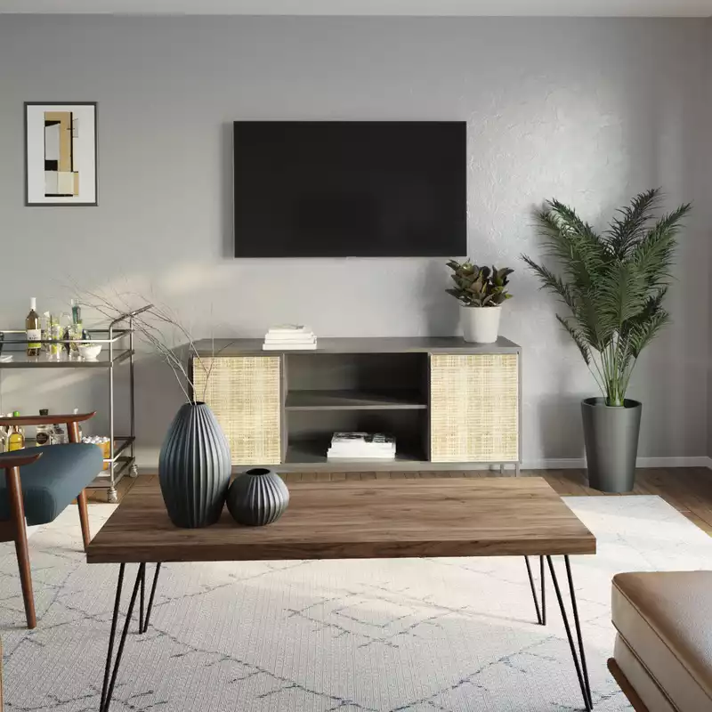 Industrial, Midcentury Modern Living Room Design by Havenly Interior Designer Isadora