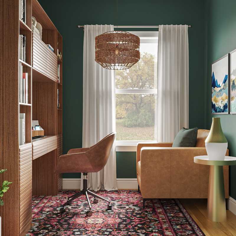 Eclectic, Bohemian, Midcentury Modern Office Design by Havenly Interior Designer Jordi