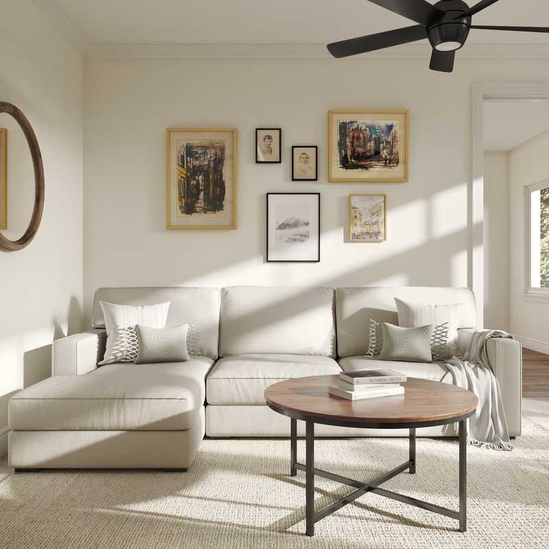Coastal, Transitional Living Room Design by Havenly Interior Designer Samantha