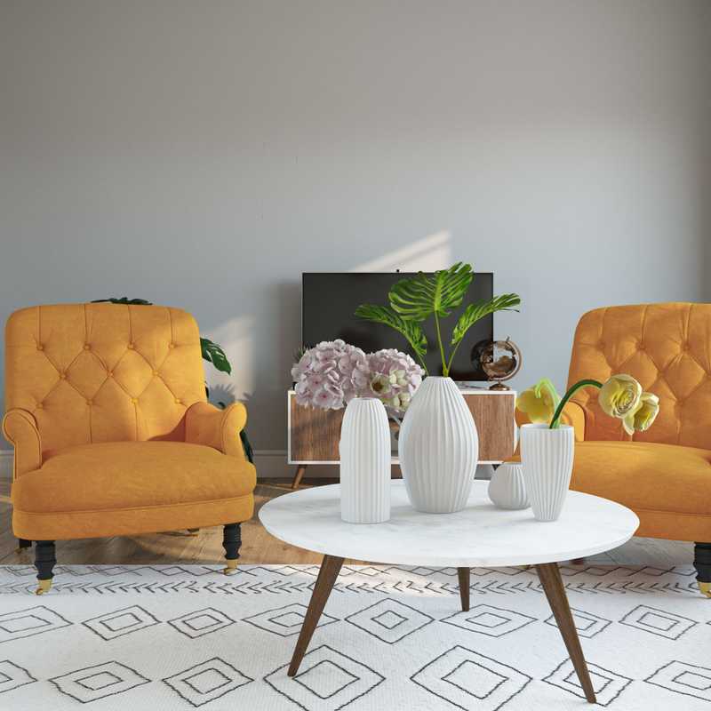 Midcentury Modern, Minimal Living Room Design by Havenly Interior Designer Juliana