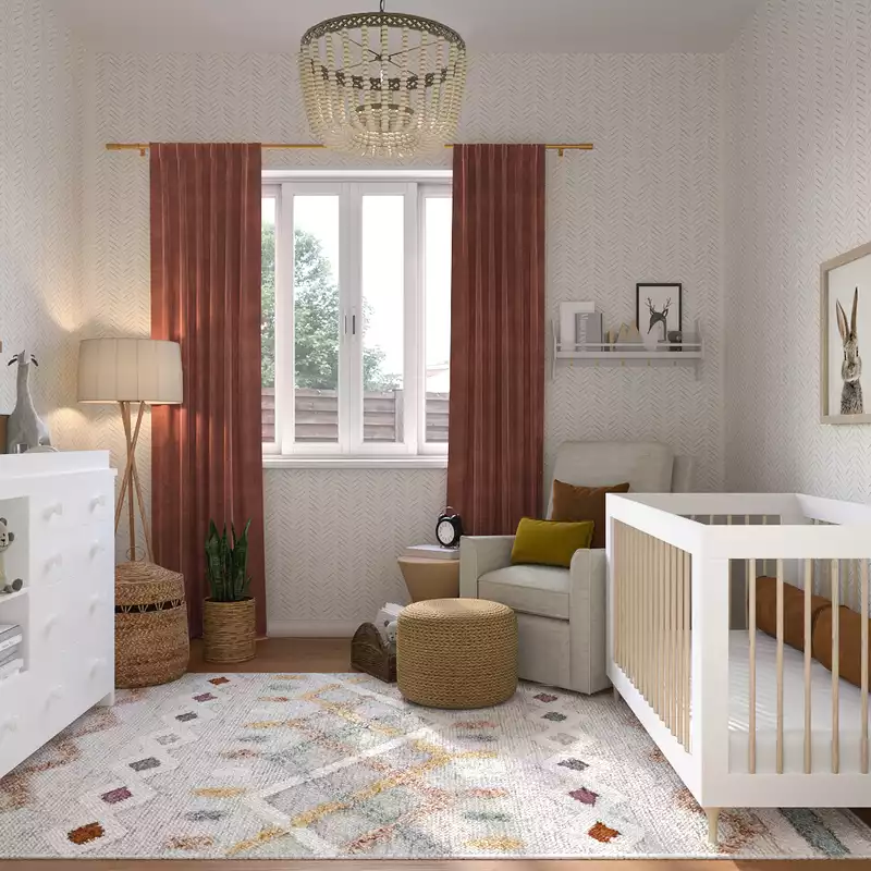 Modern, Bohemian, Transitional, Scandinavian Nursery Design by Havenly Interior Designer Jimena