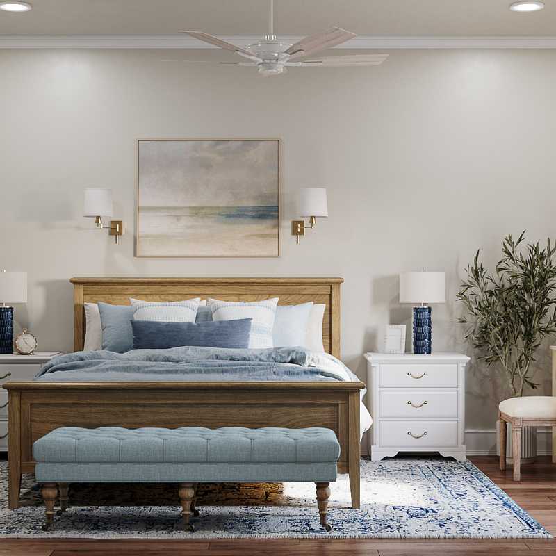 Modern, Coastal, Farmhouse Bedroom Design by Havenly Interior Designer Zelne