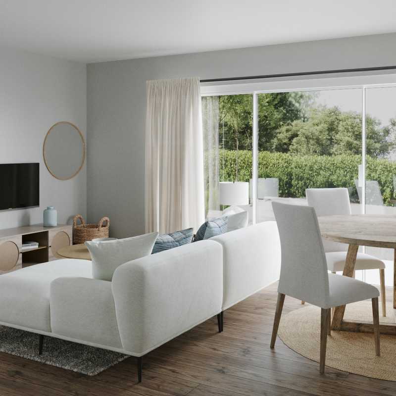 Bohemian, Coastal, Farmhouse Living Room Design by Havenly Interior Designer Allison