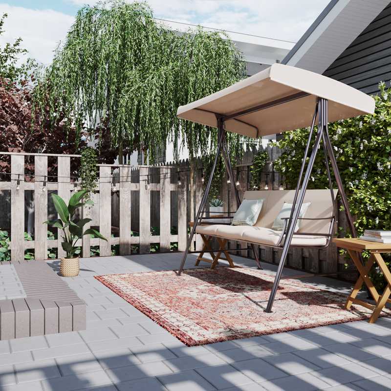 Bohemian, Midcentury Modern Outdoor Space Design by Havenly Interior Designer Luciana