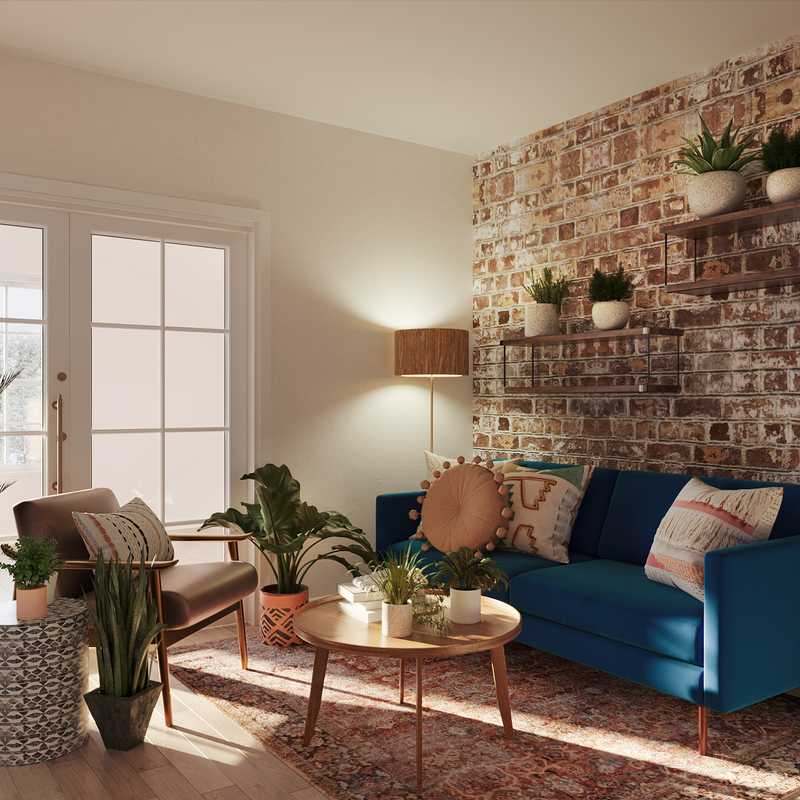 Bohemian, Midcentury Modern, Scandinavian Living Room Design by Havenly Interior Designer Jazmin