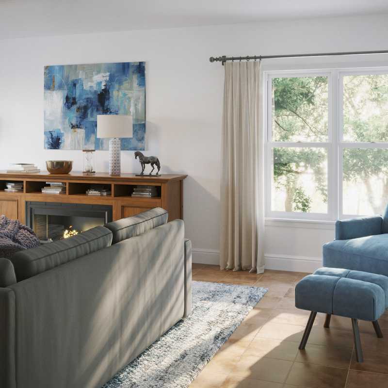 Coastal, Farmhouse, Rustic, Transitional Living Room Design by Havenly Interior Designer Ilona