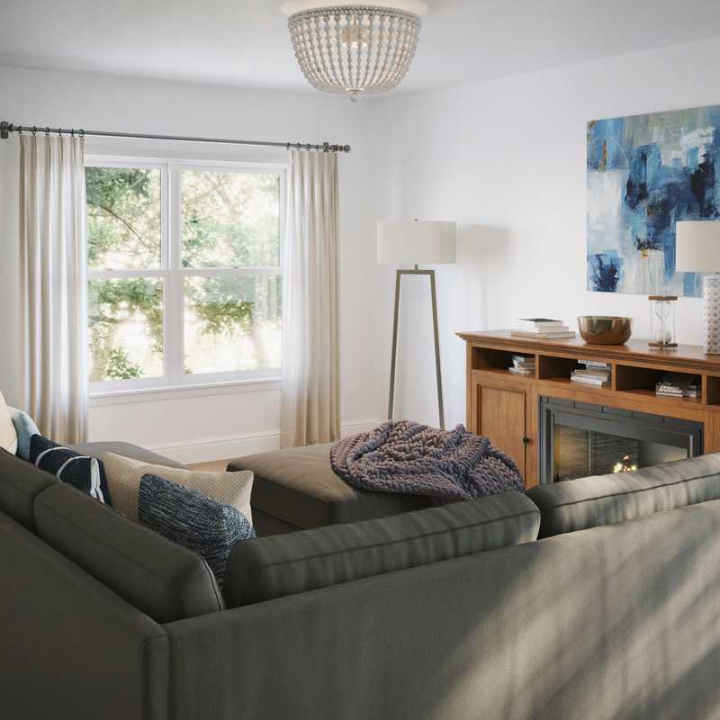 Coastal, Farmhouse, Rustic, Transitional Living Room Design by Havenly Interior Designer Ilona