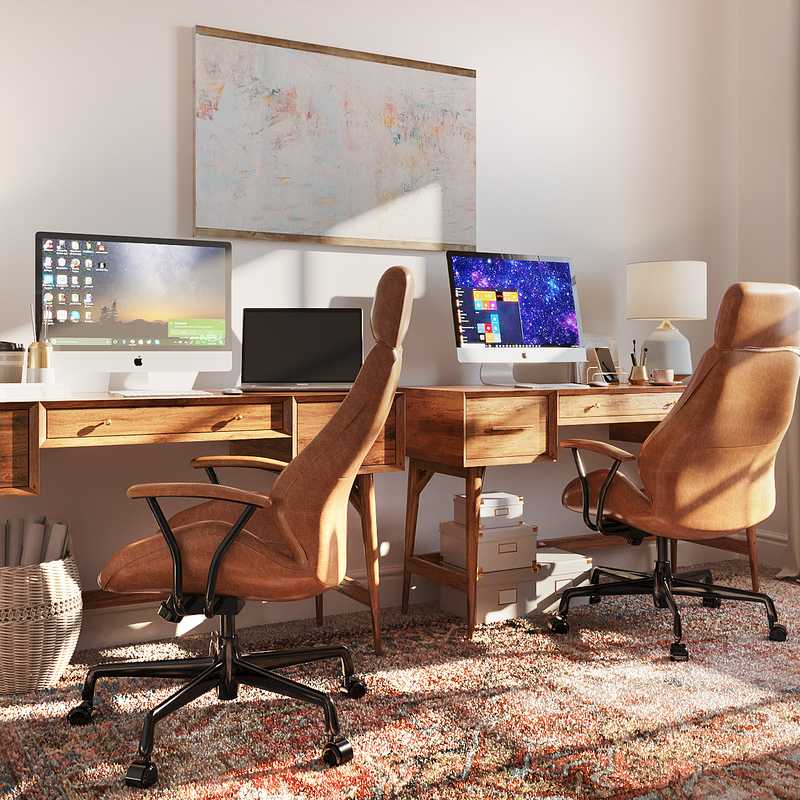 Modern, Bohemian, Midcentury Modern Office Design by Havenly Interior Designer Carla