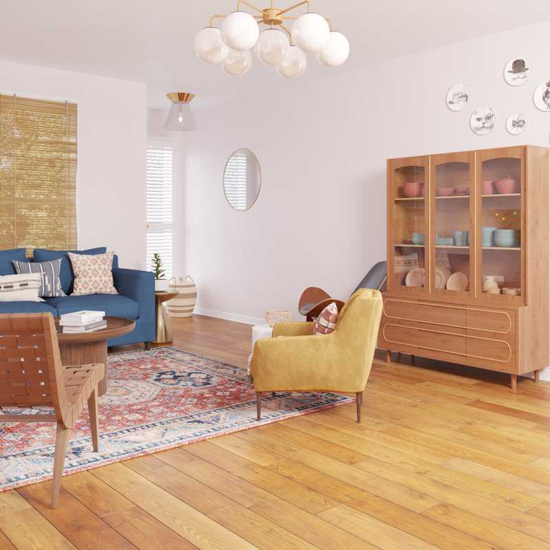 Bohemian, Midcentury Modern Living Room Design by Havenly Interior Designer Kristin
