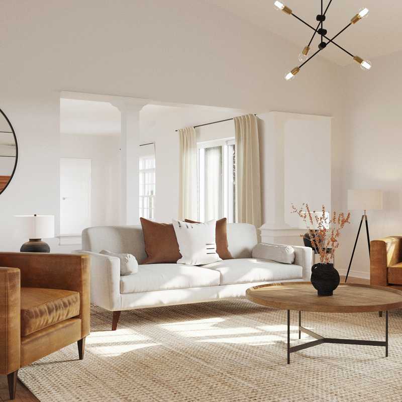 Bohemian, Midcentury Modern Living Room Design by Havenly Interior Designer Tara