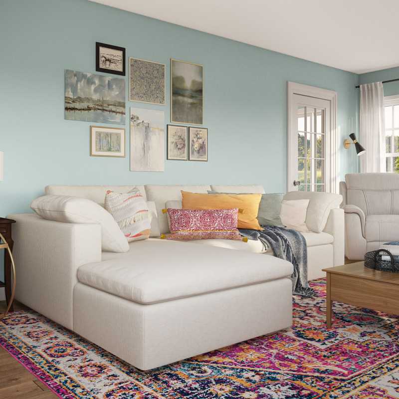 Eclectic, Bohemian, Vintage, Midcentury Modern Living Room Design by Havenly Interior Designer Holly