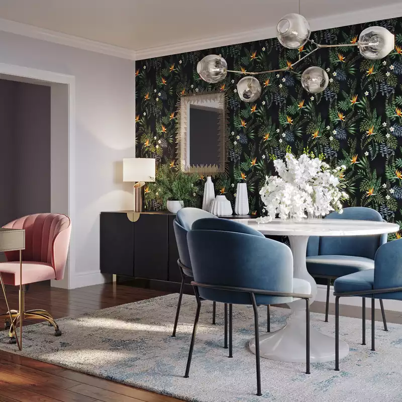 Eclectic, Glam, Global Reading Room Design by Havenly Interior Designer Alycia