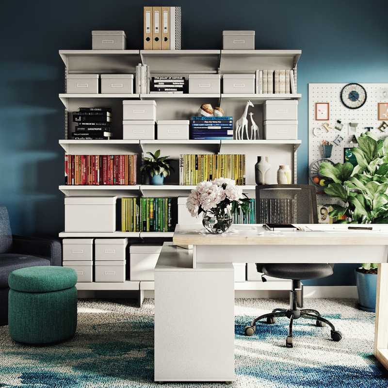 Modern, Eclectic, Glam, Midcentury Modern Office Design by Havenly Interior Designer Holly