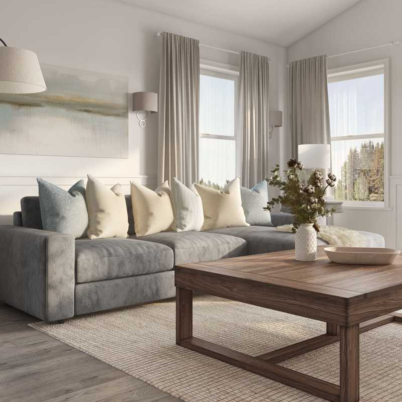 Coastal, Farmhouse Living Room Design by Havenly Interior Designer Stefhaniene
