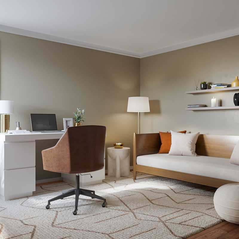 Bohemian, Midcentury Modern Office Design by Havenly Interior Designer Milena