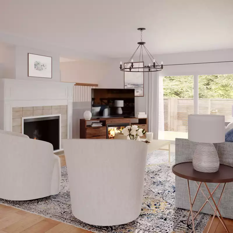 Coastal, Preppy Living Room Design by Havenly Interior Designer Paulina