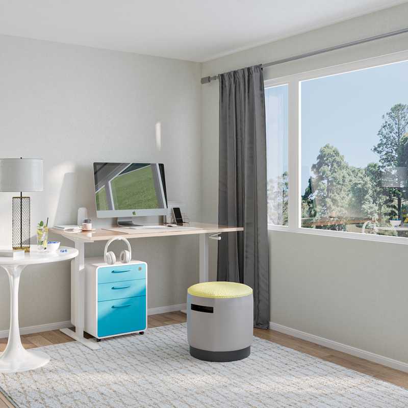 Bohemian, Midcentury Modern Office Design by Havenly Interior Designer Juliana