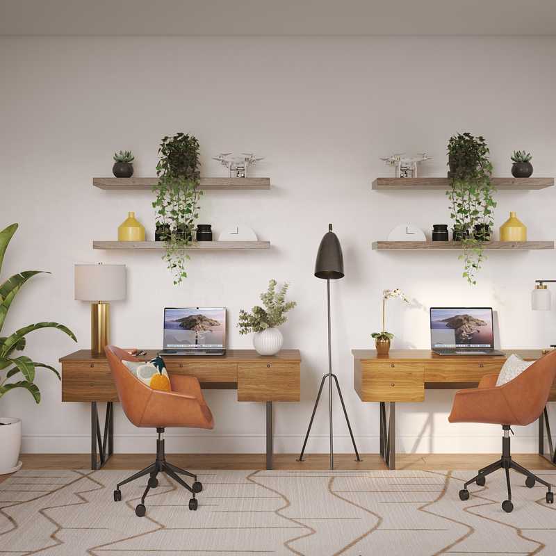 Bohemian, Industrial, Midcentury Modern Office Design by Havenly Interior Designer Milena